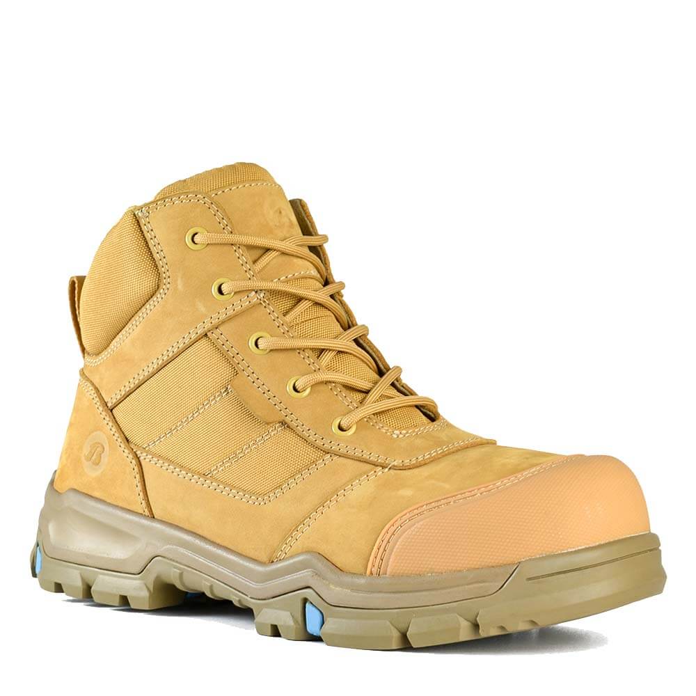 Bata Bazza Scuff Cap Mid Cut Zip Lace Safety Boots Wheat - Image 3