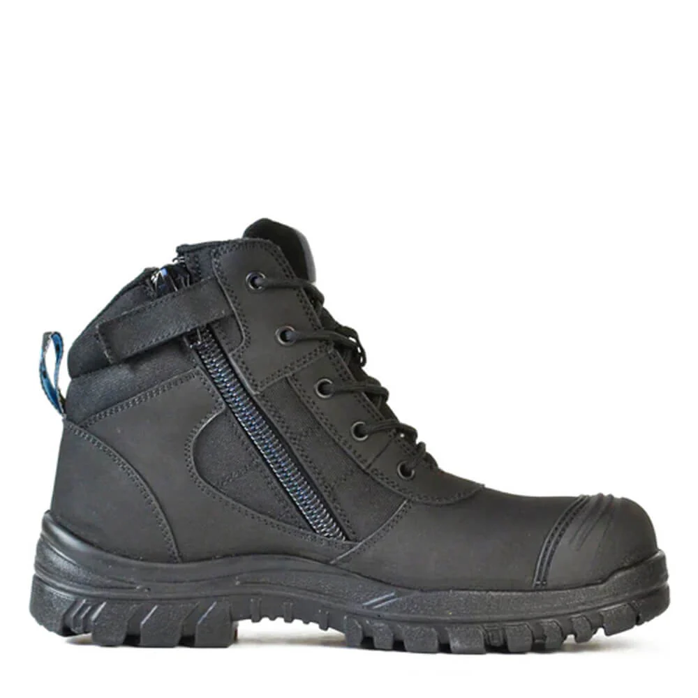 Bata Zippy Lace Up Zip Side Steel Cap Ankle Boots Black - Image 3