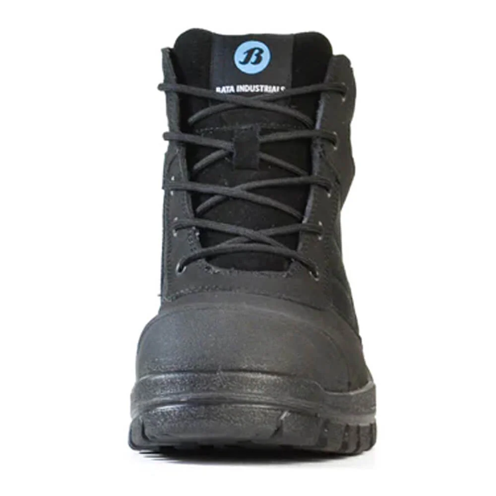 Bata Zippy Lace Up Zip Side Steel Cap Ankle Boots Black - Image 4