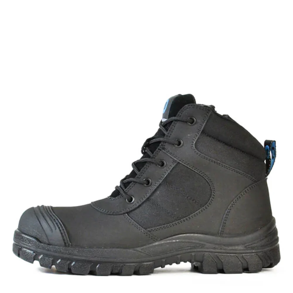 Bata Zippy Lace Up Zip Side Steel Cap Ankle Boots Black - Image 5