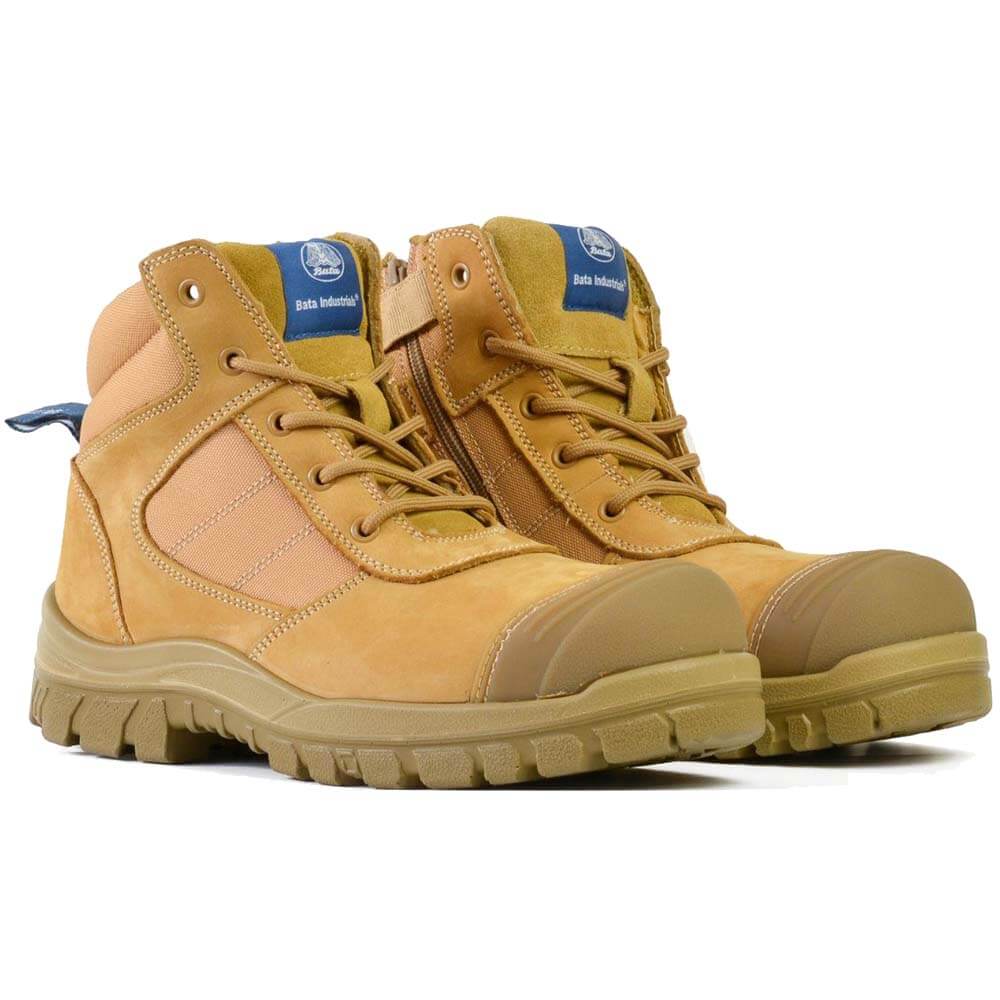 Bata Zippy Lace Zip Safety Ankle Boots Wheat - Image 8