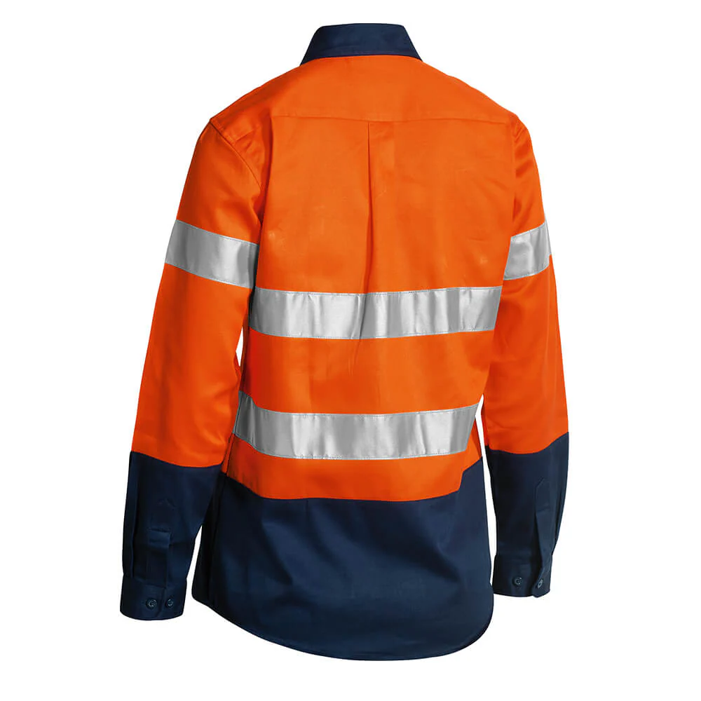 Bisley BLT6456 Ladies Hi-Vis Taped Cotton Drill Shirt - Image 5