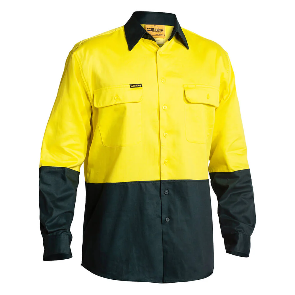 Bisley BS6267 Hi-Vis Cotton Drill Shirt Long Sleeve - Image 3