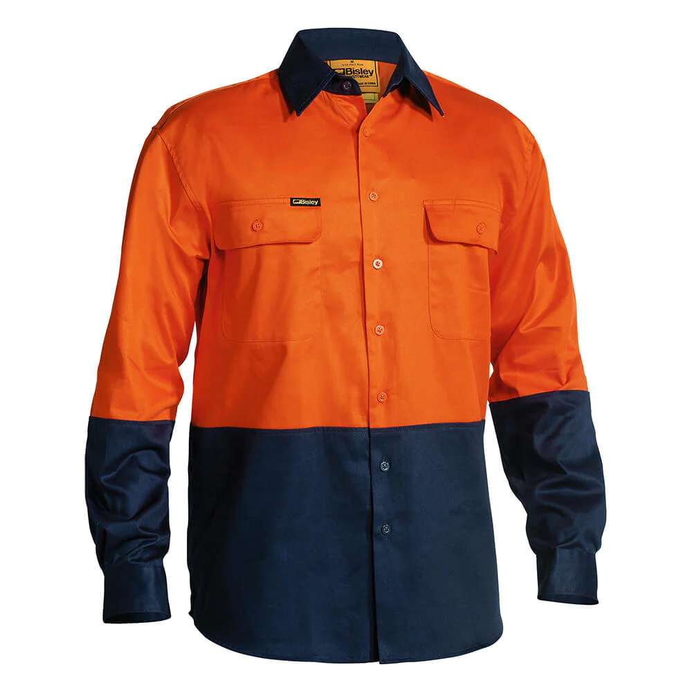 Bisley BS6267 Hi-Vis Cotton Drill Shirt Long Sleeve - Image 4