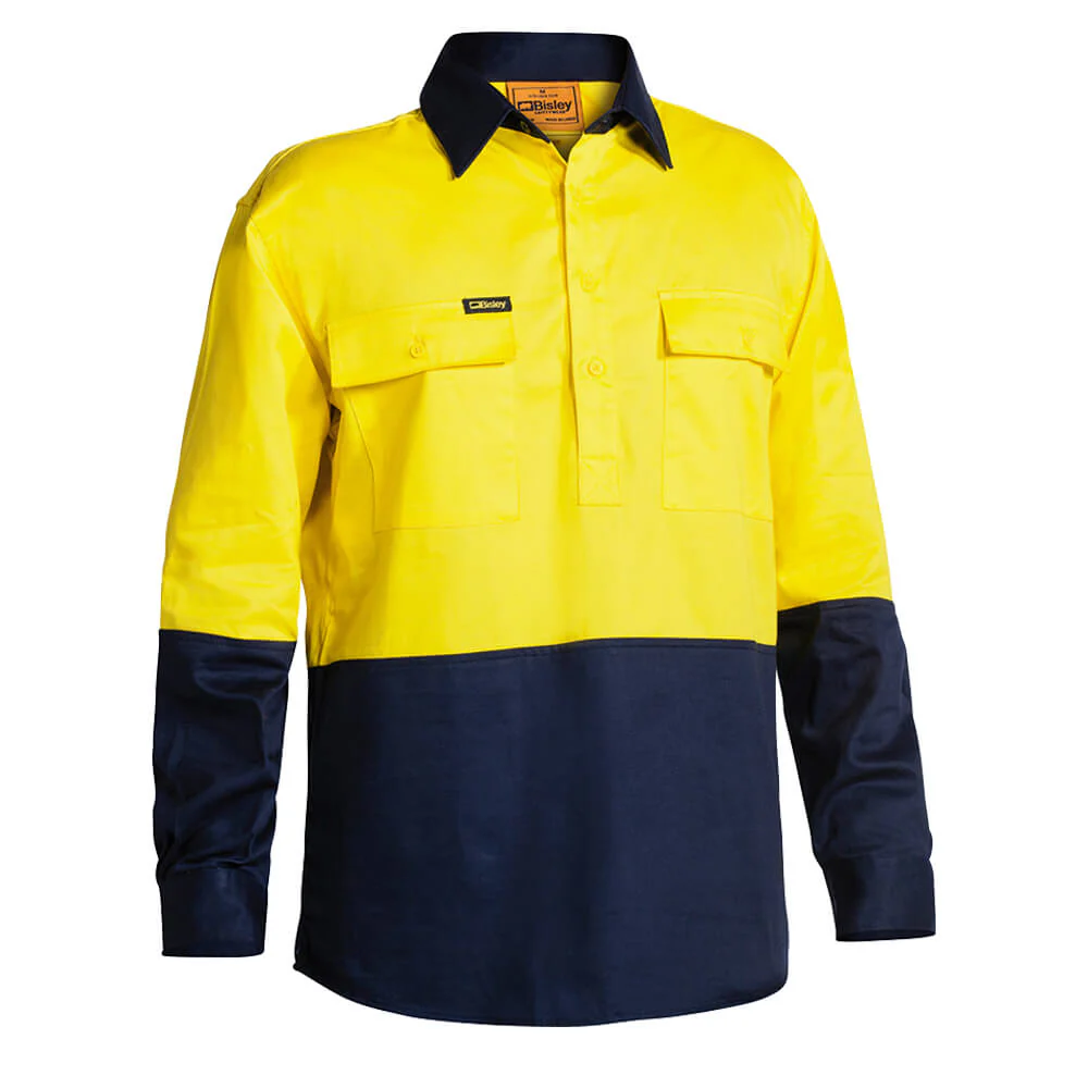 Bisley BSC6267 Hi-Vis Closed Front Cotton Shirt Long Sleeve - Image 5