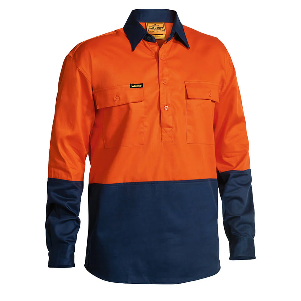 Bisley BSC6267 Hi-Vis Closed Front Cotton Shirt Long Sleeve - Image 7
