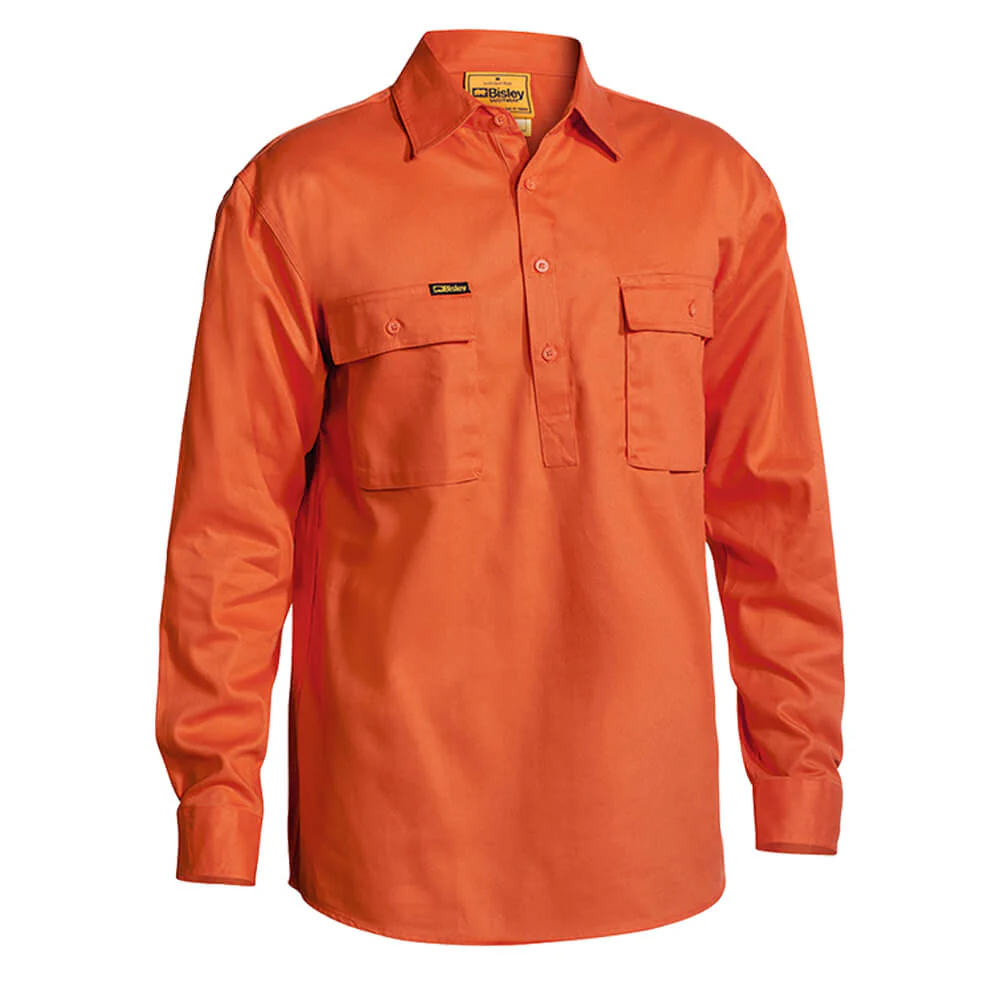 Bisley BSC6433 Closed Front Cotton Drill Shirt Long Sleeve - Image 8