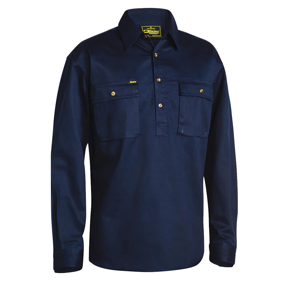 Bisley BSC6433 Closed Front Cotton Drill Shirt Long Sleeve - Image 9