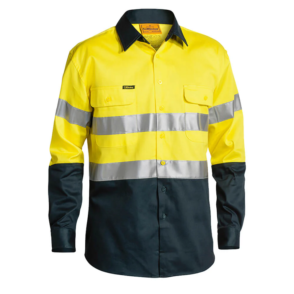 Bisley BT6456 Hi-Vis Taped Cotton Drill Shirt Long Sleeve - Image 3