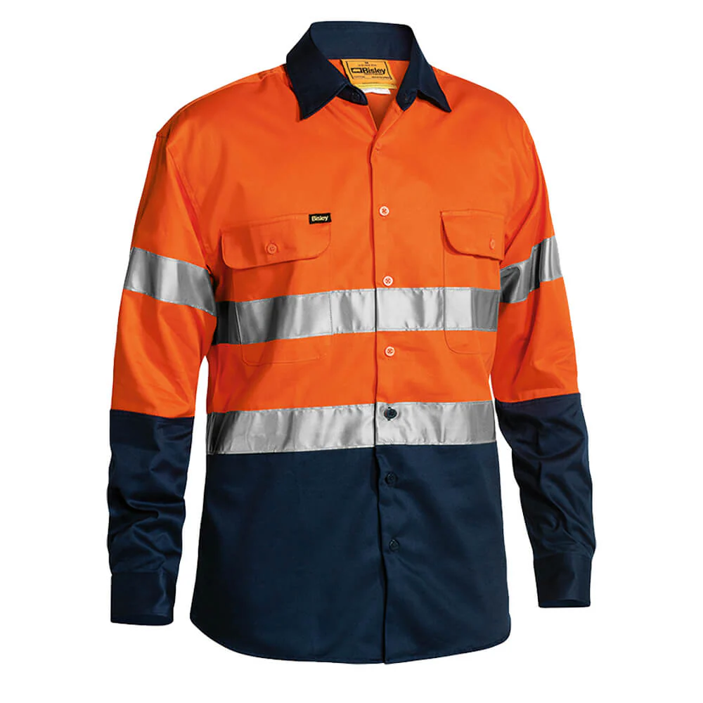 Bisley BT6456 Hi-Vis Taped Cotton Drill Shirt Long Sleeve - Image 4