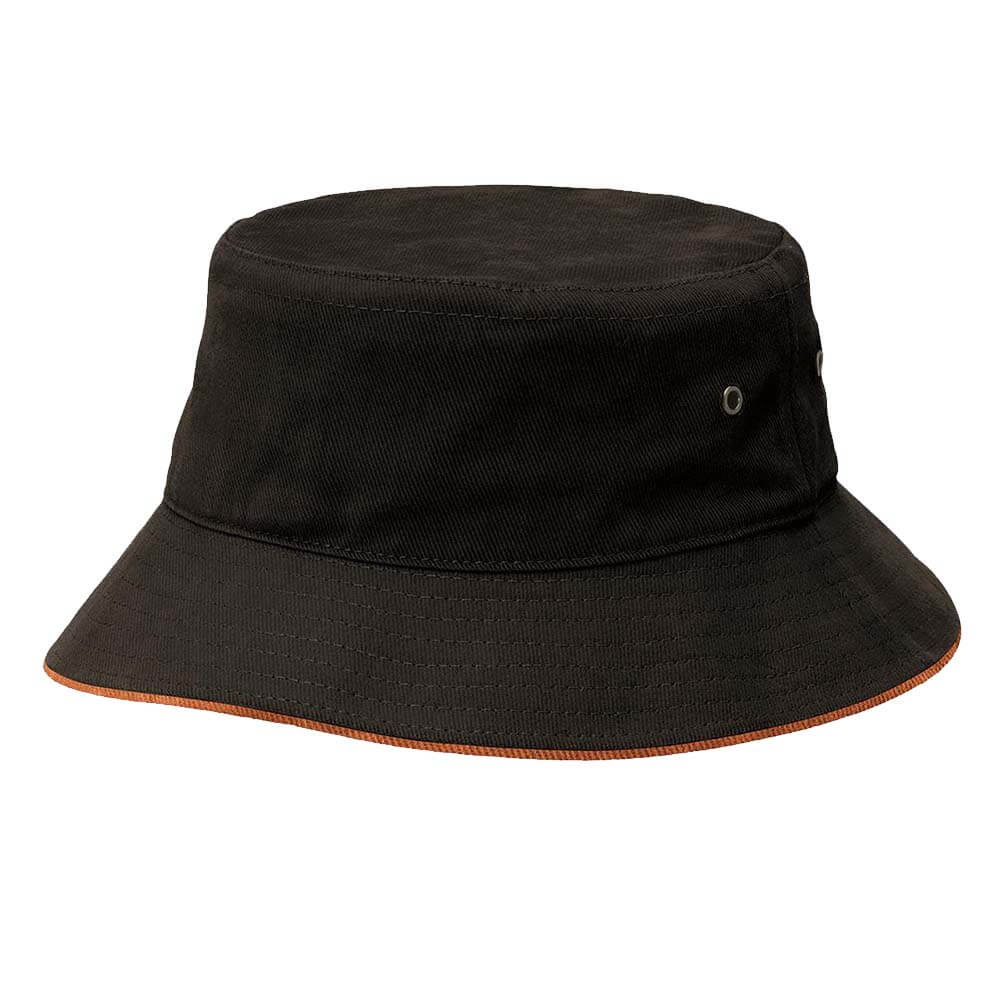Headwear 4223 Heavy Brushed Cotton Bucket Hat with Sandwich Trim - Image 3