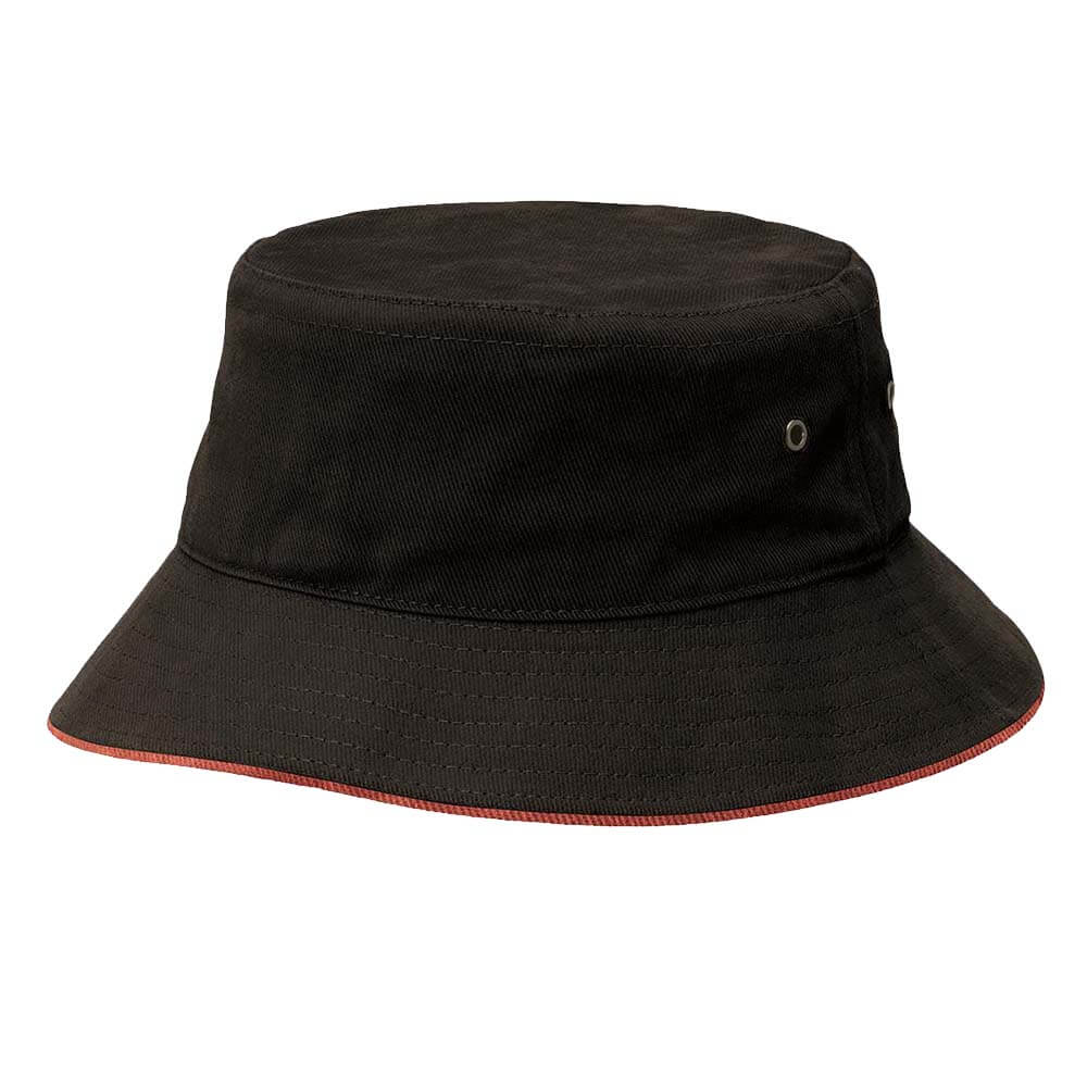 Headwear 4223 Heavy Brushed Cotton Bucket Hat with Sandwich Trim - Image 4