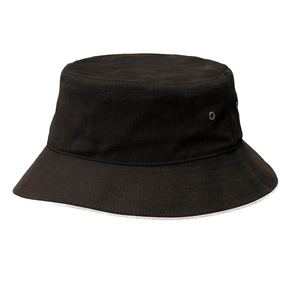Headwear 4223 Heavy Brushed Cotton Bucket Hat with Sandwich Trim - Image 5