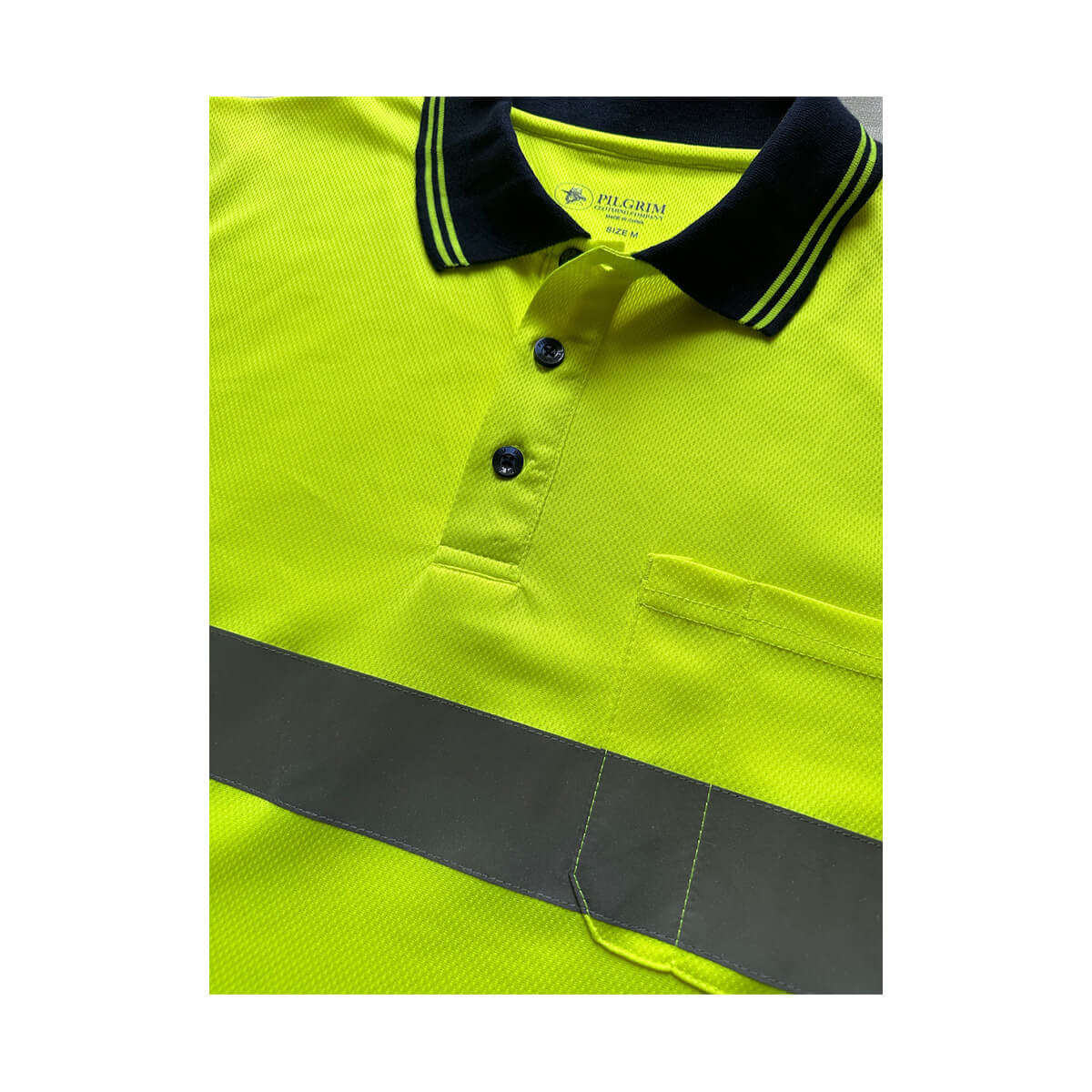 Pilgrim 4600 Mens Hi-Vis Taped Short Sleeve Polo Shirt - Image 7