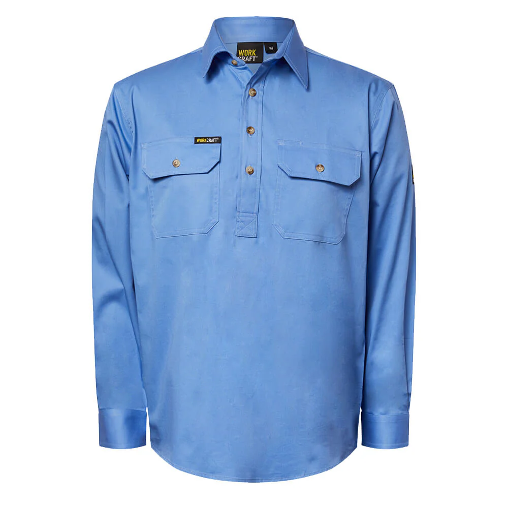 WorkCraft WS3029 Half Placket Shirt Long Sleeve - Image 10