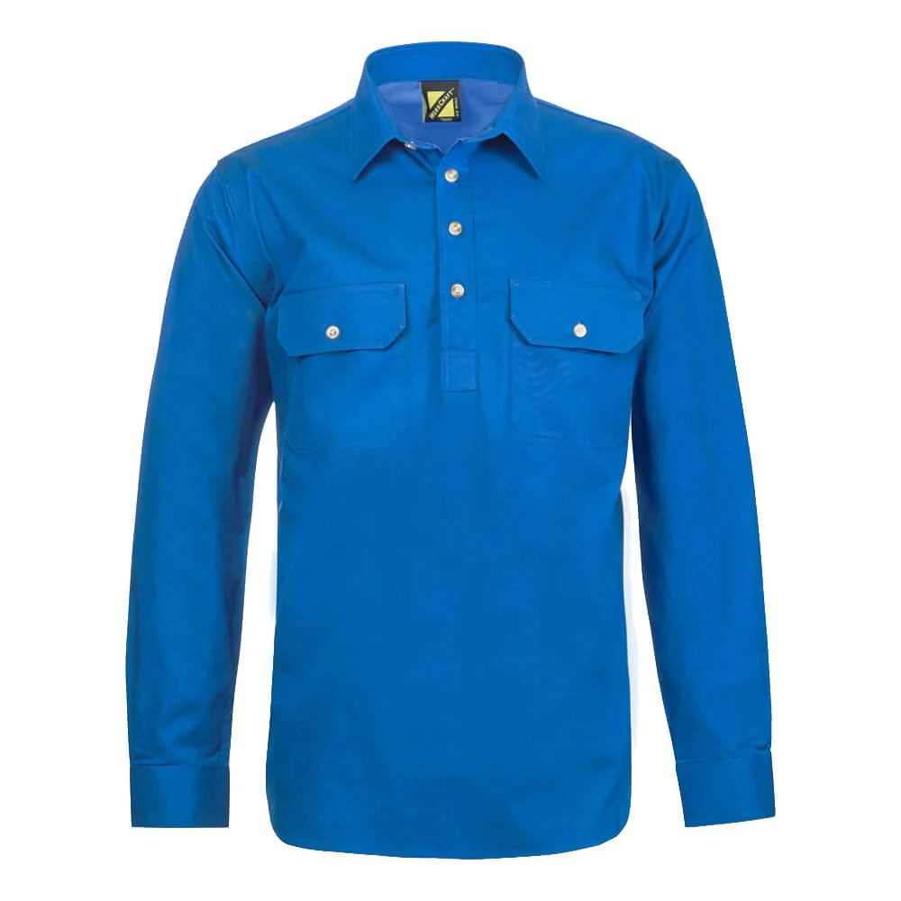 WorkCraft WS3029 Half Placket Shirt Long Sleeve - Image 12