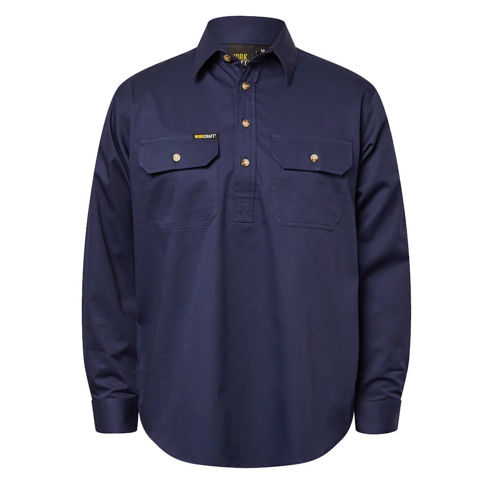 WorkCraft WS3029 Half Placket Shirt Long Sleeve - Image 14