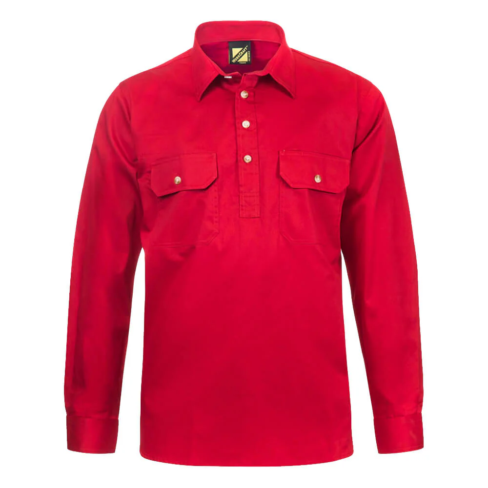 WorkCraft WS3029 Half Placket Shirt Long Sleeve - Image 6