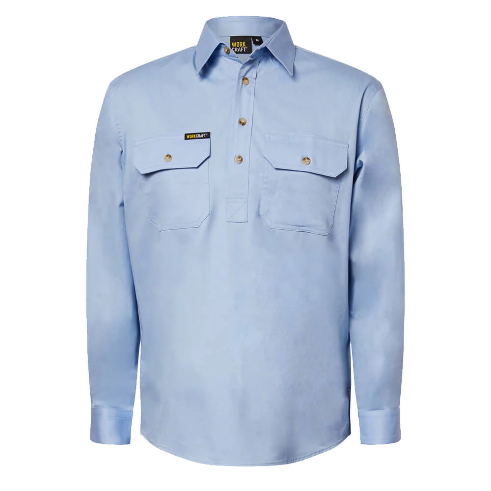 WorkCraft WS3029 Half Placket Shirt Long Sleeve - Image 8