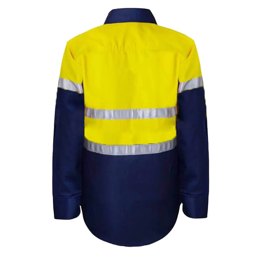 WorkCraft WSK125 Kids Hi-Vis Taped Cotton Drill Shirt - Image 4