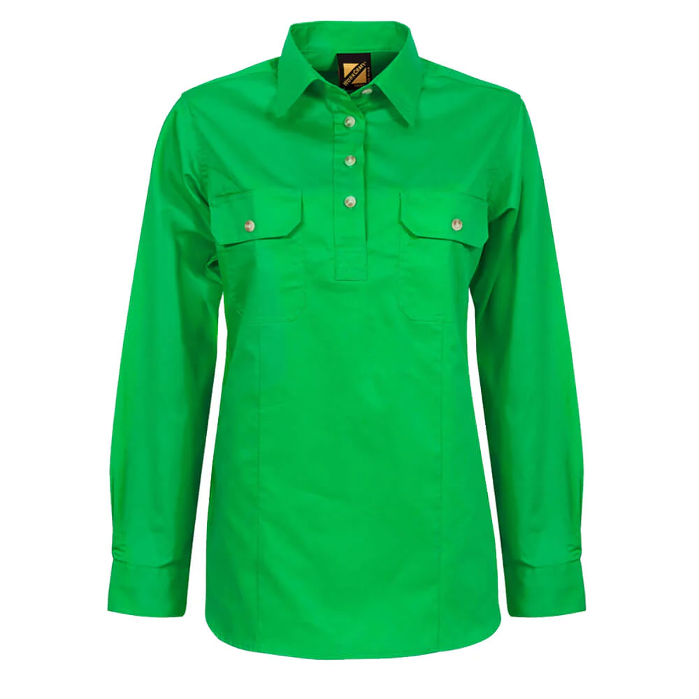 WorkCraft WSL505 Ladies Half Placket Shirt Long Sleeve - Image 3