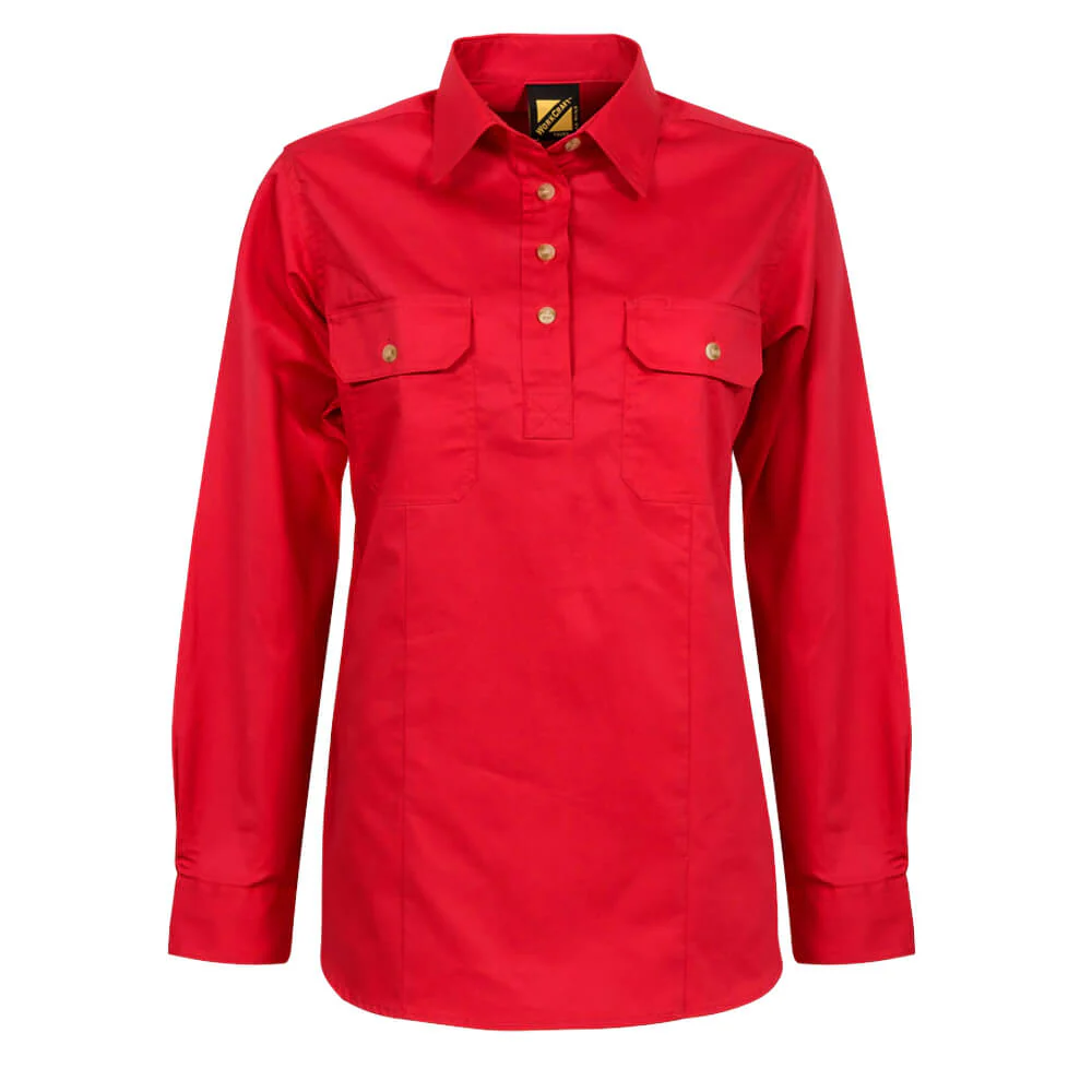 WorkCraft WSL505 Ladies Half Placket Shirt Long Sleeve - Image 4