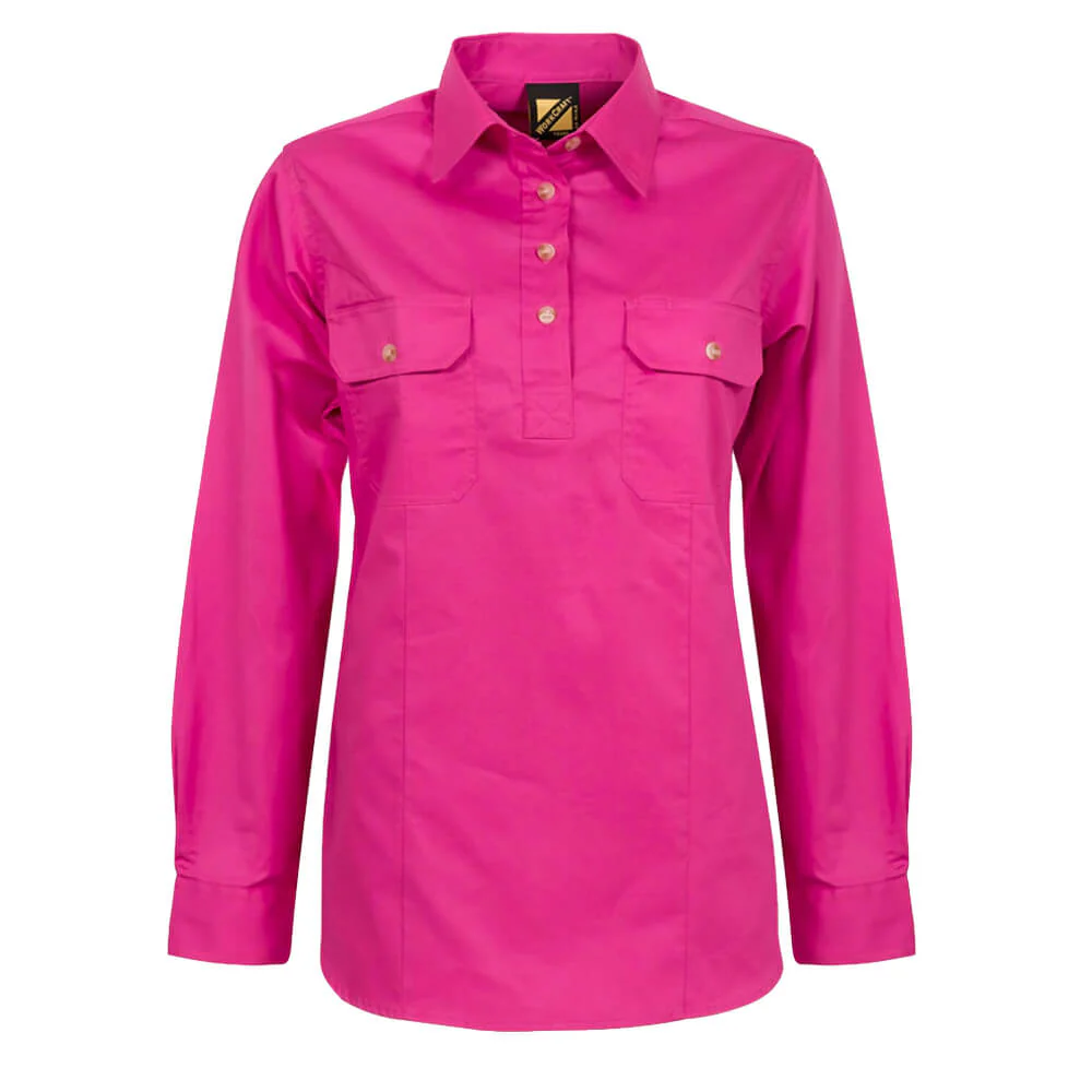 WorkCraft WSL505 Ladies Half Placket Shirt Long Sleeve - Image 5