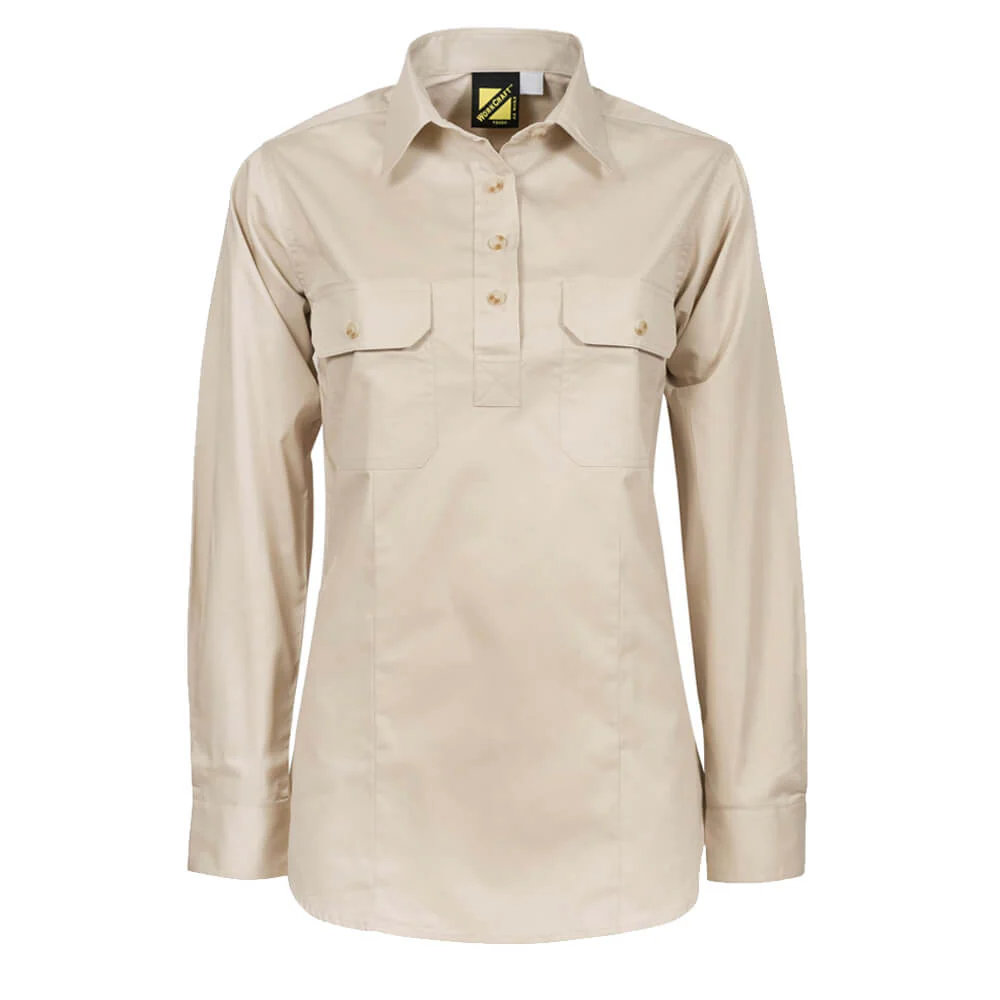 WorkCraft WSL505 Ladies Half Placket Shirt Long Sleeve - Image 6